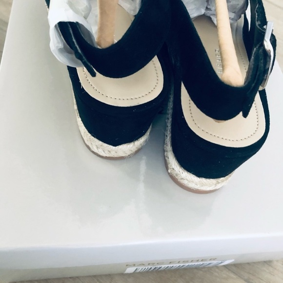Marc Fisher Womens Flama Black Suede Criss-Cross Front Espadrilles Shoe… - Picture 4 of 5
